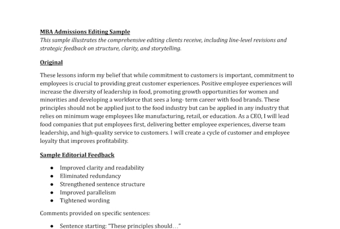 edit your graduate, MBA, or law school application essay